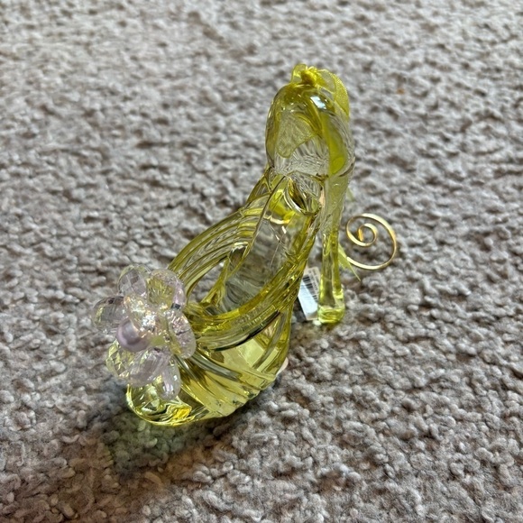 Glass Stiletto Bow Flower High Heel Shoe Ornament NEW Green Christmas Cinderella - Picture 2 of 6